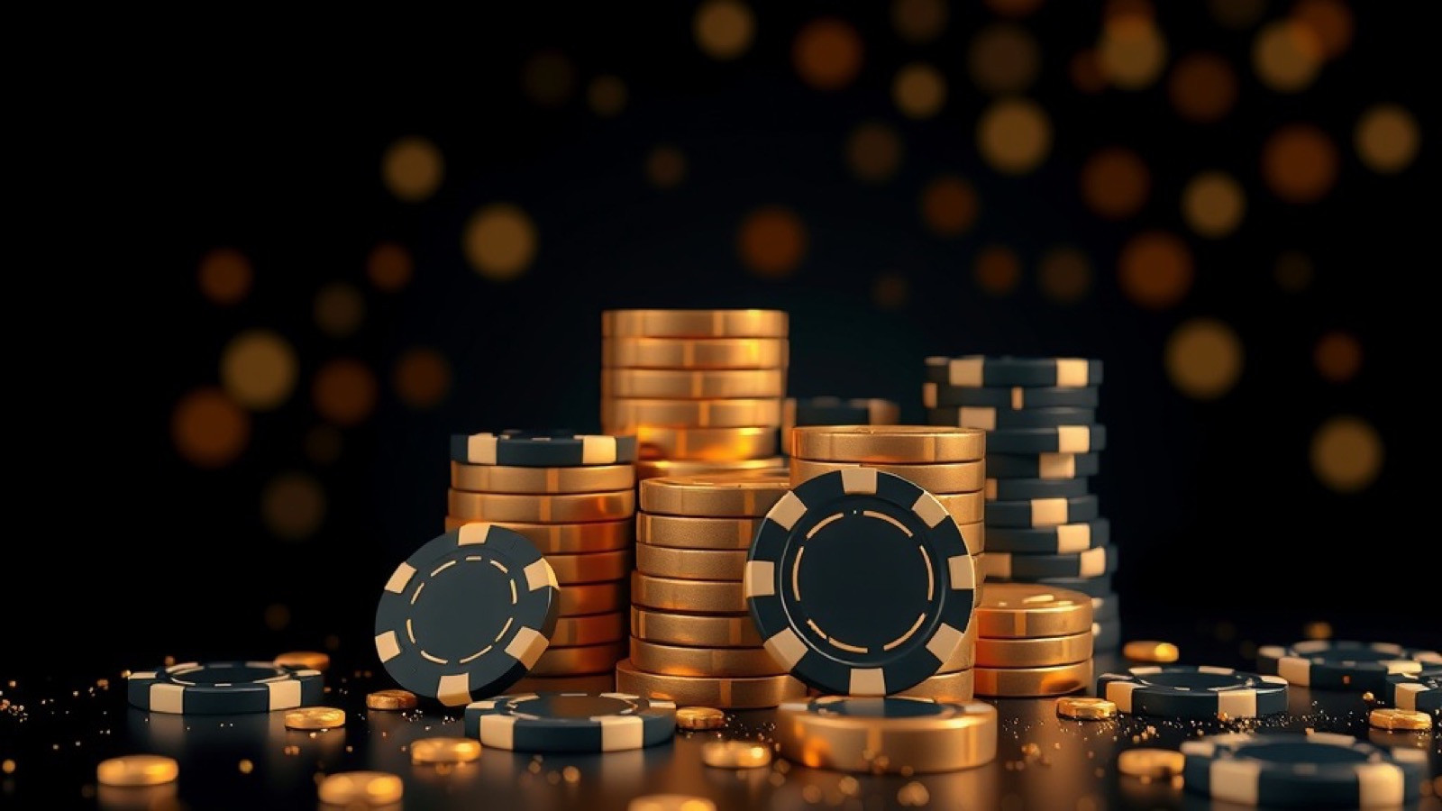 CT999 live games with gold chips and cyan rim light on a dark casino floor