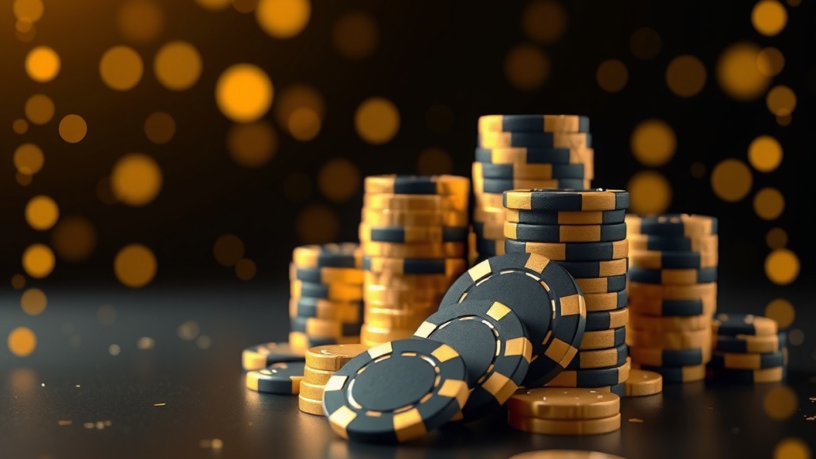 CT999 table games with gold chips and cyan rim light on a dark casino floor